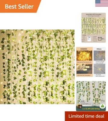 Paquete de 12 guirnaldas de hiedra energéticamente eficientes con 80 luces LED - decoración interior/exterior Foto 1 de 4