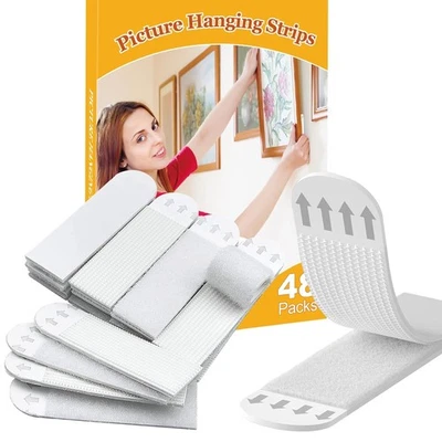 Tiras para colgar cuadros - 24 pares (48 tiras) adhesivas de pared para colgar cuadros Foto 1 de 4