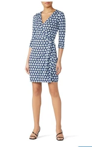 Diane von Furstenberg Julian Kleid Größe 8 100 % Seide Jersey Wickeloptik blau geblümt - Bild 1 von 8