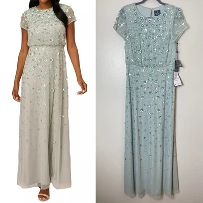 NUEVO CON ETIQUETAS VESTIDO ADRIANNA PAPELL 10 VERDE MADRE DE LA NOVIA DAMA DE HONOR NOCHE FORMAL Foto 1 de 4