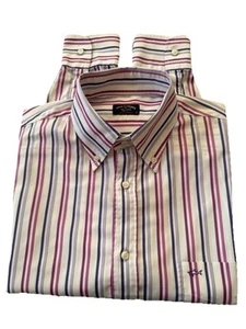 PAUL & SHARK Yachting Mens Oxford Shirt Size 41 White Pink Stripe Long Sleeve - Picture 1 of 10