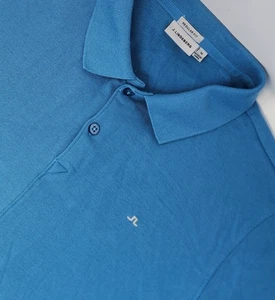 Camisa Polo J Lindeberg Piqué Para Hombre Azul Medio Manga Corta Calce Regular Elastizada - Imagen 1 de 8