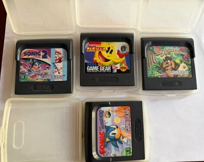 Lote de 4 juegos Sega Game Gear Taz-Mania, Sonic 2, Sonic 1 y PAC-Man con fundas usadas Foto 1 de 4