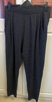 Woman’s George Size 14 Black & Silver Lurex Pleated Trousers - Image 1 of 4