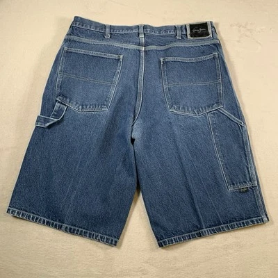 Pantalones Cortos De Colección Y2K Para Hombre Sean John Pierna Ancha Azul Patín Denim 38x14" Estilo JNCO Foto 1 de 4