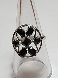 Design Pure 3,9 Carat Black Spinel Ring 925 Silver Size 58/8/18,5 - Picture 1 of 7