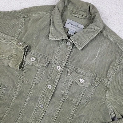 Chaqueta de camionero Eddie Bauer para mujer XL verde pana bolsillos en el pecho Foto 1 de 4