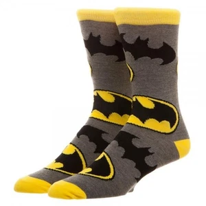 Batman Large All Over Print Men's Crew Socks DC Comics Bioworld Symbols Bat Logo - Picture 1 of 2