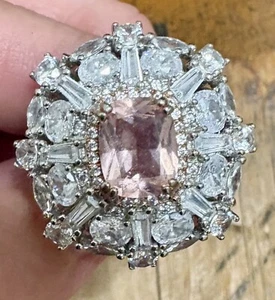 Pink And White Cubic Zirconia 925 Sterling Silver Ring Size 5 - Picture 1 of 4