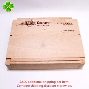 Caja de cigarros de madera vacía Aging Room Pura Cepa Grande 10,25" x 7,75" x 2,25" - Imagen 1 de 8