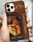 Horse Couple Custom Name Leather Pattern Personalized Phone case For Horse Lover