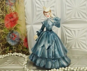 Florence Ceramic Woman Figurine, Matilda, Matilda In Blue, Woman In Gown, Muffs - Picture 1 of 12