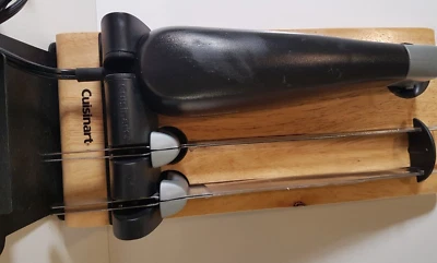 Cuisinart Electric Knife 2 Sets Of Stainless Blades & Butcher Block Stand TESTED — 第 1/4 张图片