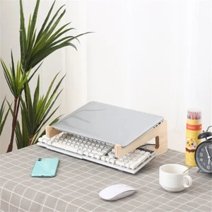 Drewniany stojak na laptopa uchwyt chłodzący do notebooka Macbook Pro Air iPad odłączany - Zdjęcie 1 z 12