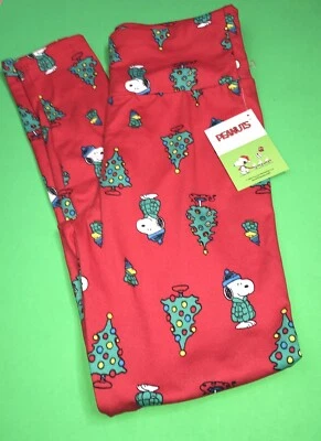 PEANUTS SNOOPY MUJER ÁRBOLES DE NAVIDAD LEGGINGS Tallas S y L/XL Rojo Nuevo con Etiquetas Foto 1 de 4