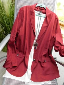 ***ULLA POPKEN***SCHÖNER LEICHTER LEINEN-MIX-BLAZER+KREMPELÄRMEL+Gr. 48 - Bild 1 von 2