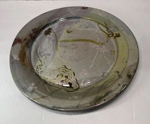 Plato cargador moderno abstracto redondo de cerámica de ciruelo John Glick 15" - Imagen 1 de 4