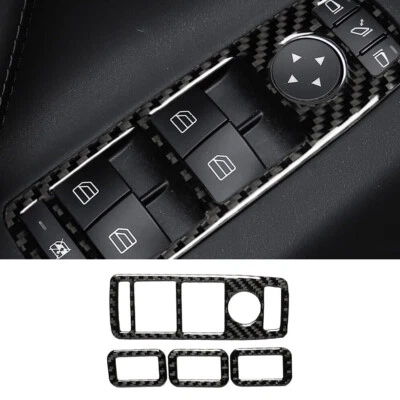 Cubierta de control de ventana interior de fibra de carbono para Tesla Model X 2016-2019 4 piezas Foto 1 de 4