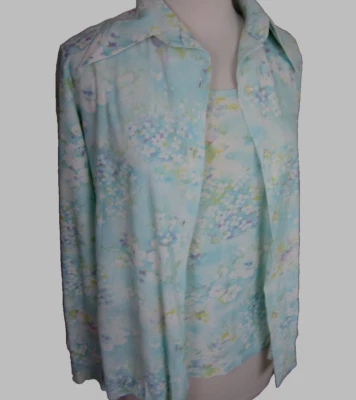Conjunto de 2 camisas blusa gemelas vintage Sears para mujer Flower Power Hippie Foto 1 de 4