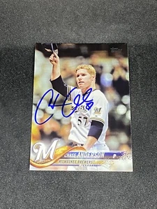 Carta Topps Chase Anderson Milwaukee Brewers firmata auto 2018 #54 ~ COA - Foto 1 di 3