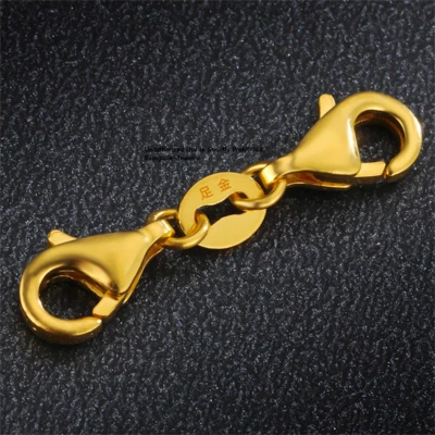 Pure 999 24K Yellow Gold Lobster Clasp Extend Connector Diy For Chain 0.24in H - Image 1 of 4