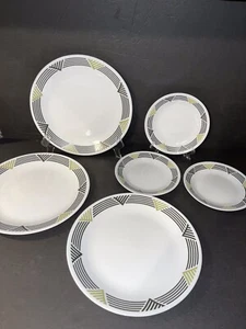 Lot Of 6 Corelle GLOBAL STRIPES 3 Dinner Plates 10.25” & 3 Bread Plates 6.75” - Picture 1 of 8