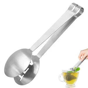 1PCS Kitchen New Stainless Steel Teabag Tongs Tea Bag Squeezer Holder Herb Spoon - Picture 1 of 8