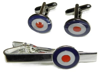 RAF Target Mod Mods Bullseye Cuff Links & Tie Bar Clip Cufflinks Set  - Image 1 of 4