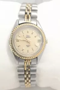 Vintage Women Timex Indiglo Watch Gold & Silver Round Case Steel Bracelet Band - Picture 1 of 10