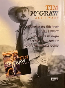 1996 Vintage Magazine Advertisement Tim McGraw All I Want - Picture 1 of 1