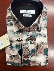 Mens Claudio Lugli Steampunk City Print Shirt Multi M L XL 2XL 3XL - Picture 1 of 3