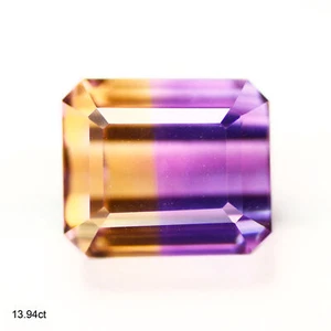 13.94Ct Amazing Octagan 14 x 12 MM Purple & Gold Yellow Bolivia Natural Ametrine - Picture 1 of 5