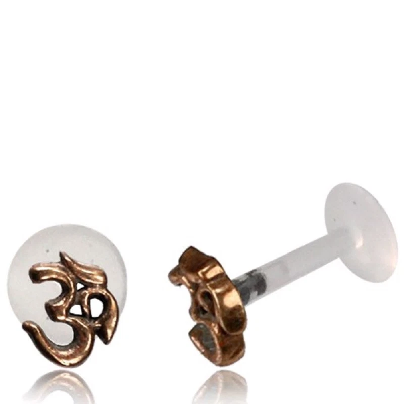 BRINCO LABRET TRAGUS SÍMBOLO OM 16G OU 18G ANEL NARIZ LABIAL BIOPLÁSTICO - Imagem 1 de 1