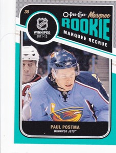 11/12 OPC..PAUL POSTMA..MARQUEE ROOKIE..# 595..JETS..FREE COMBINED SHIP