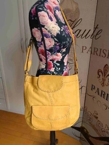 LUCKY BRAND Tasche gelb Echtleder Italy Umhängetasche Schultertasche Handtasche - Bild 1 von 12