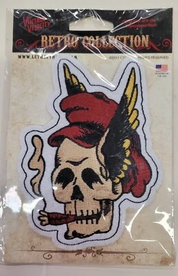 NOVA COLEÇÃO RETRÔ AMEAÇA LETAL ALADA VINTAGE CAVEIRA PATCH 5"x4" VS13016 - Imagem 1 de 2