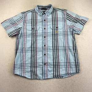Carhartt Loose Fit Short Sleeve Shirt Men's XL Blue Plaid Button Down Collared - Picture 1 of 8