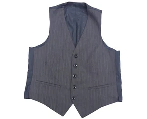 Mens Vintage Waistcoat 70s Grey Wool Retro Mod Indie Steampunk Small 36" - Picture 1 of 3