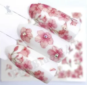 Nail Art Water Decals Transfers Stickers Dusty Pink Flowers Floral Petals - Picture 1 of 4