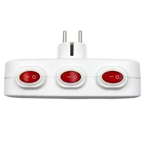 3-Fachs EU Mehrfachsteckdose Steckdosenleiste weiss mit Schalter inkl Adapter - Bild 1 von 9