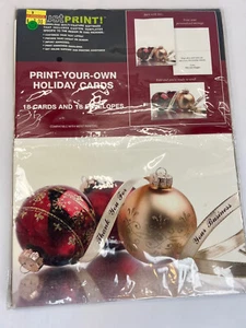 Print-Your-Own Holiday Cards Thank You Business Red Gold Christmas Ornaments 18 - Picture 1 of 6