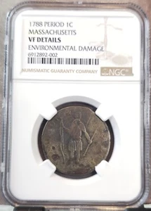 1788 UNITED STATES CENT MASSACHUSETTS PERIOD NGC VF DETAILS NICE COLONIAL PERIOD - Picture 1 of 3