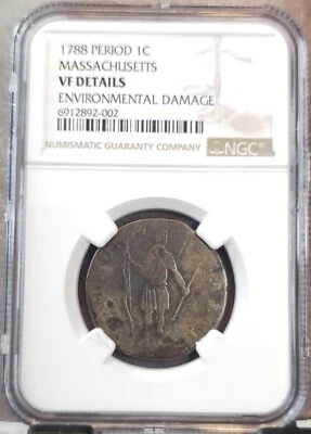 1788 UNITED STATES CENT MASSACHUSETTS PERIOD NGC VF DETAILS NICE COLONIAL PERIOD - Image 1 of 3