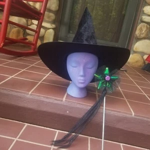 Witch Hat & Magic Wand Halloween Witch Costume Masquerade Fairy Spells Sorceress - Picture 1 of 4