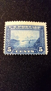 Scott #399, M/F/H, Panama Pacific Expo., Blue, 5 cent, perf 12 - Picture 1 of 3