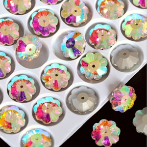 100pcs Torx Glass Rhinestone Sew On Crystal Mesopores Faceted Jewels Clothing - Picture 1 of 8