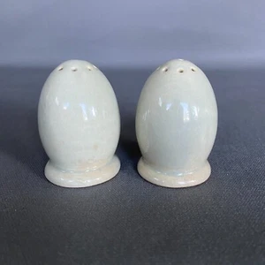 Ceramic Salt & Pepper Shakers - Gray MCM White & Red Clay Mix Egg Shaped - Picture 1 of 7