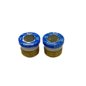 (2) NOS Bussmann 15A 125VAC Dual Element Time Delay Edison Base Fuses T-15 - Picture 1 of 4