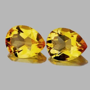 8x6 mm 2 pz Citrino Giallo Oro Naturale Pera (Impeccabile-VVS) - Foto 1 di 2