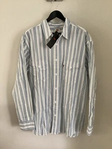 BNWT Levi’s Blue & White Striped Oversized Shirt, UK Size Large, Tagged - Picture 1 of 4